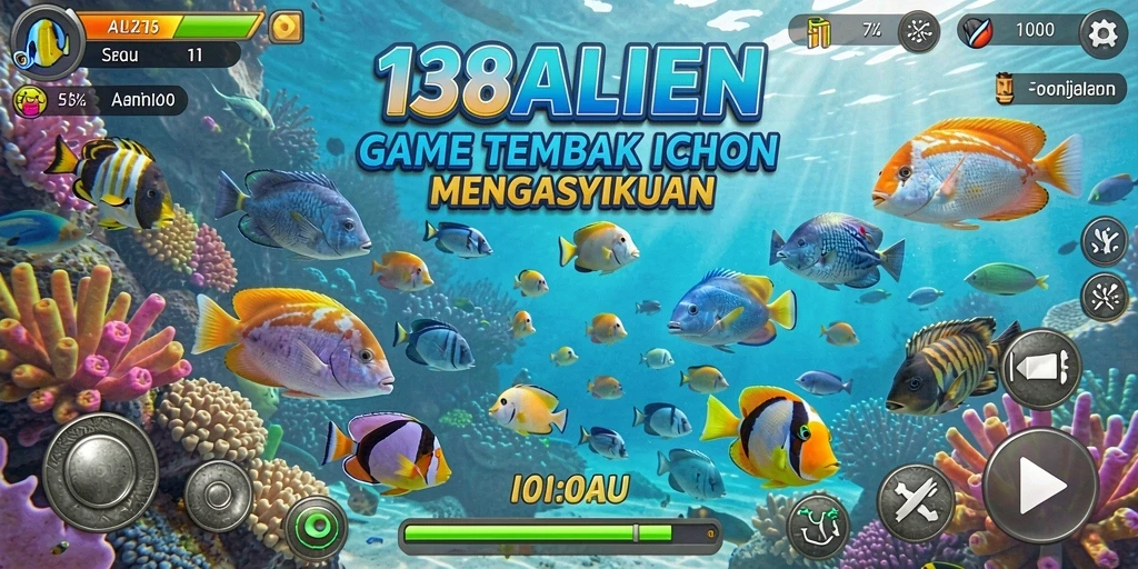 Tampilan gameplay seru dalam 138ALIEN saat menembak ikan.