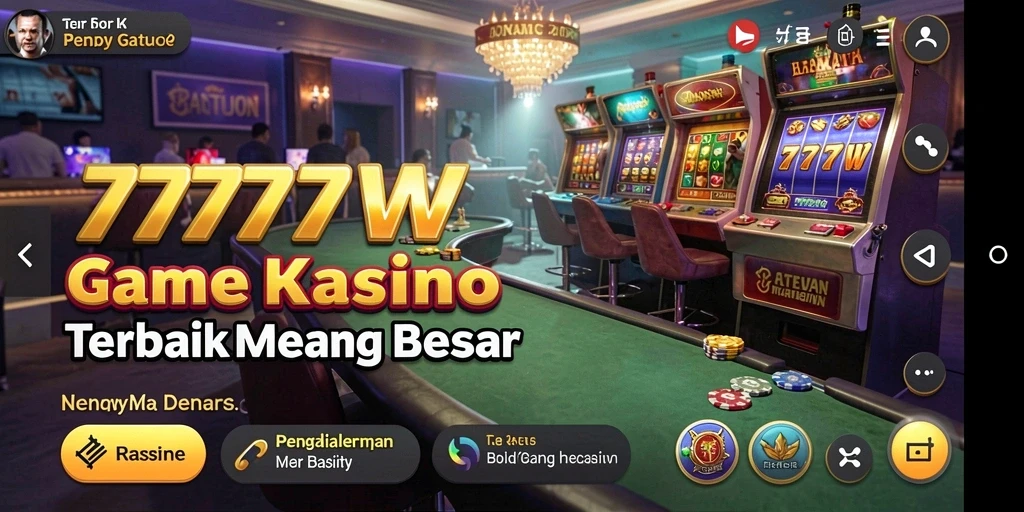 Tampilan gameplay seru dari 7777W, menampilkan suasana Kasino yang memikat.