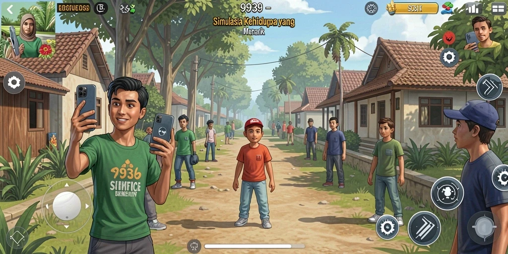 Screenshot gameplay menunjukkan karakter dalam simulasi kehidupan yang realistis.