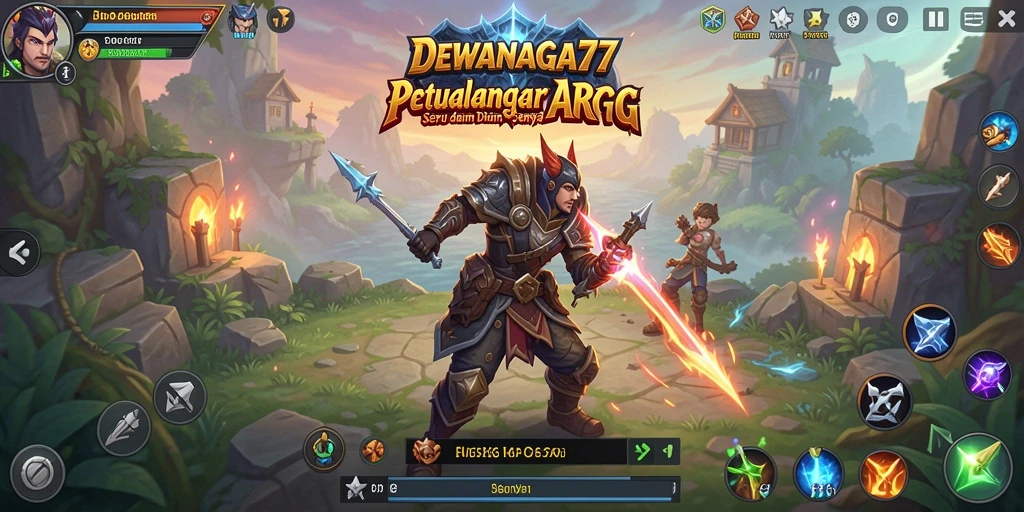 Tampilan gameplay yang menegangkan dalam DEWANAGA77, menunjukkan pertarungan melawan monster.