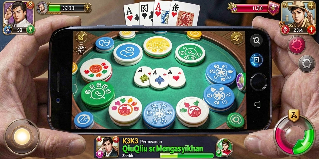 Screenshot utama K3K3 menampilkan gameplay QiuQiu yang mengasyikkan.