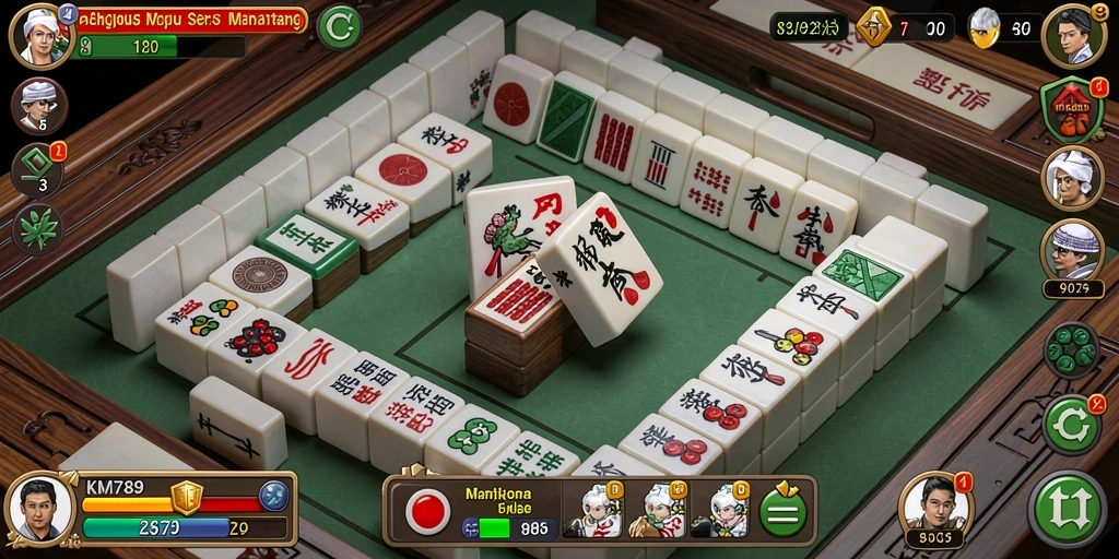 Tampilan gameplay KM789 yang menampilkan keseruan bermain Mahjong.