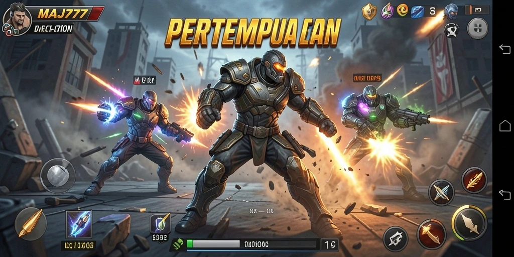 Tampilan gameplay menegangkan dalam pertempuran Action MAJ777.