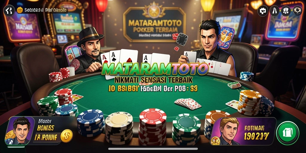Screenshot utama MATARAMTOTO menampilkan aksi mendebarkan permainan poker.