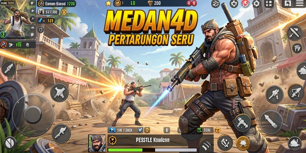 Tampilan gameplay MEDAN4D yang mendebarkan dalam pertarungan Battle Royale.