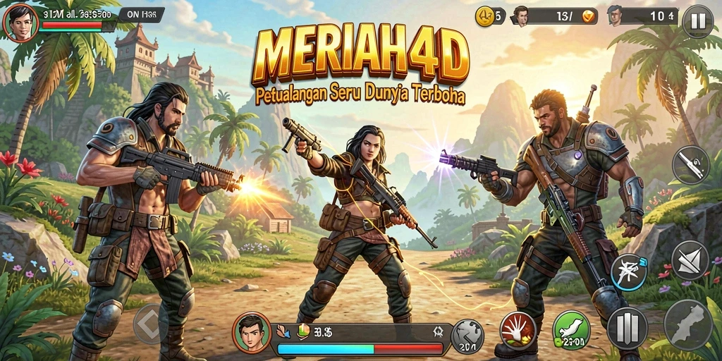 Tampilan gameplay MERIAH4D dalam dunia terbuka yang luas dan menawan.