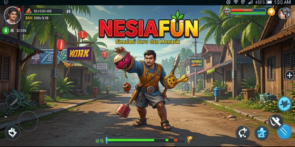 Screenshot gameplay NESIAFUN menampilkan interaksi dan desain dunia virtual.