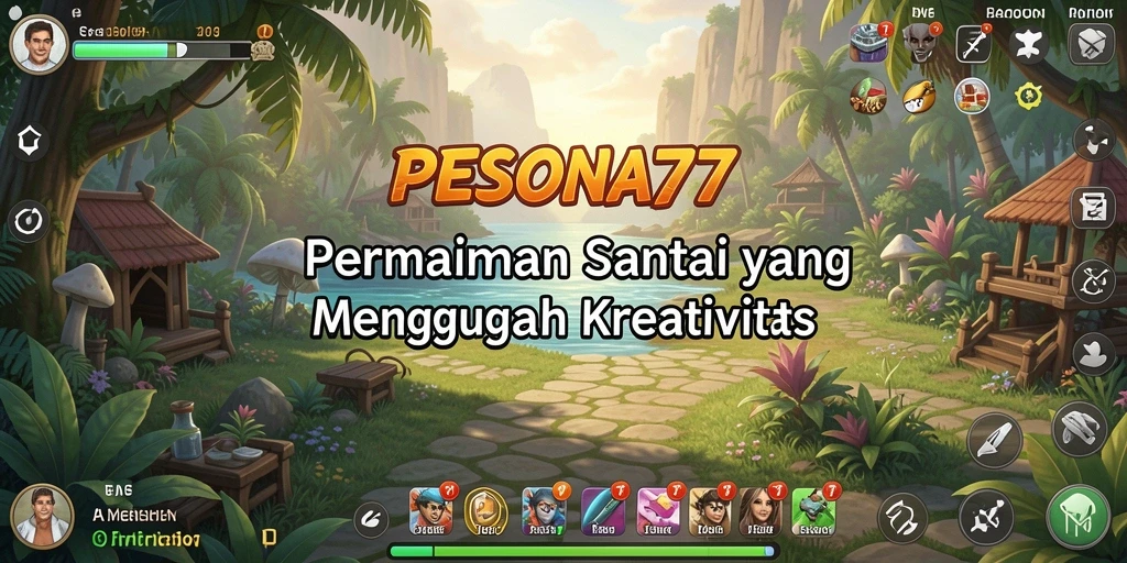 Screenshot PESONA77 menampilkan momen seru gameplay santai yang penuh warna.