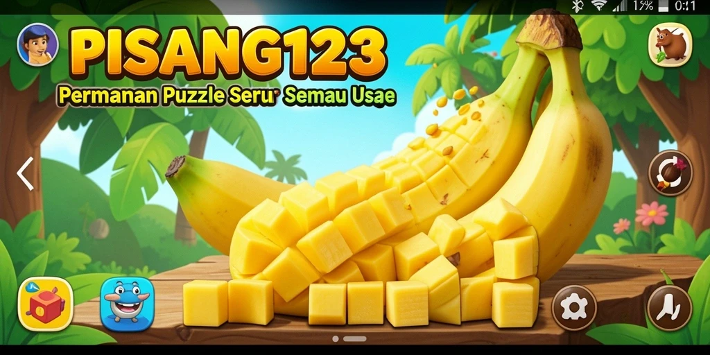 Tampilan gameplay PISANG123 yang penuh warna dan menantang.