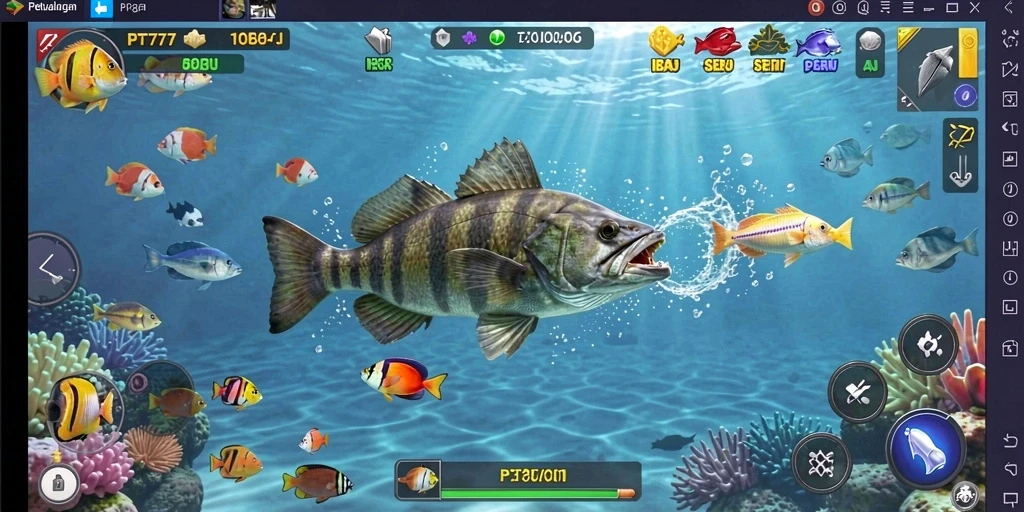 Gameplay seru dari PT777 saat menangkap ikan.