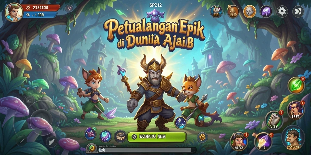 Screenshot utama SP212 menampilkan aksi petualangan yang mendebarkan.