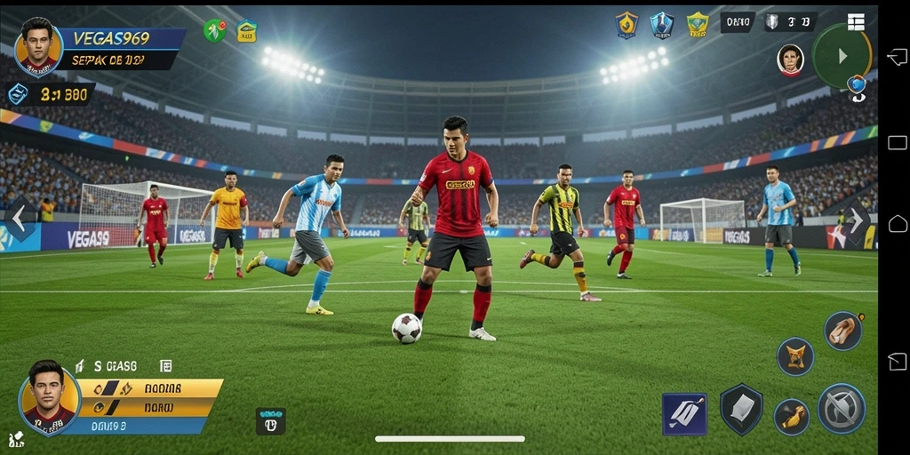 Tampilan gameplay <strong>VEGAS969</strong> yang mendebarkan dengan aksi sepak bola nyata.